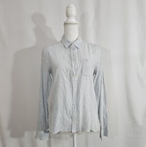 American Eagle Outfitters blue cotton striped button up women's size small